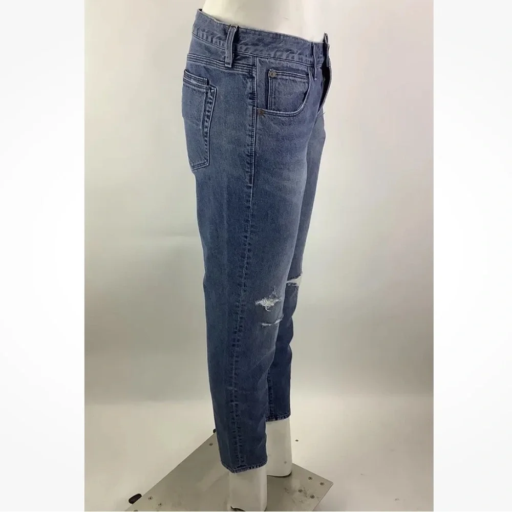 Madewell Sz 27 Slim Boy Jeans Blue 100% Cotton Distressed Detail Pants - Picture 2 of 7